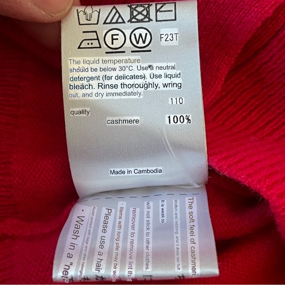 100% Cashmere Raspberry Pink/Red Button-Up Cardigan•size medium - Picture 8 of 8